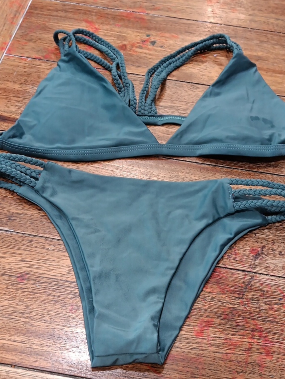 Women’s Braided Strap Bikini Set - Teal Green